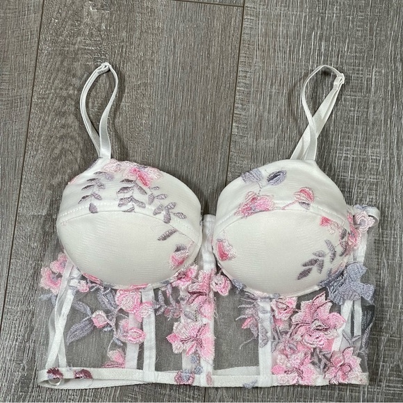 Say What? Other - Say What Bustier Lace Bra Size S pink white